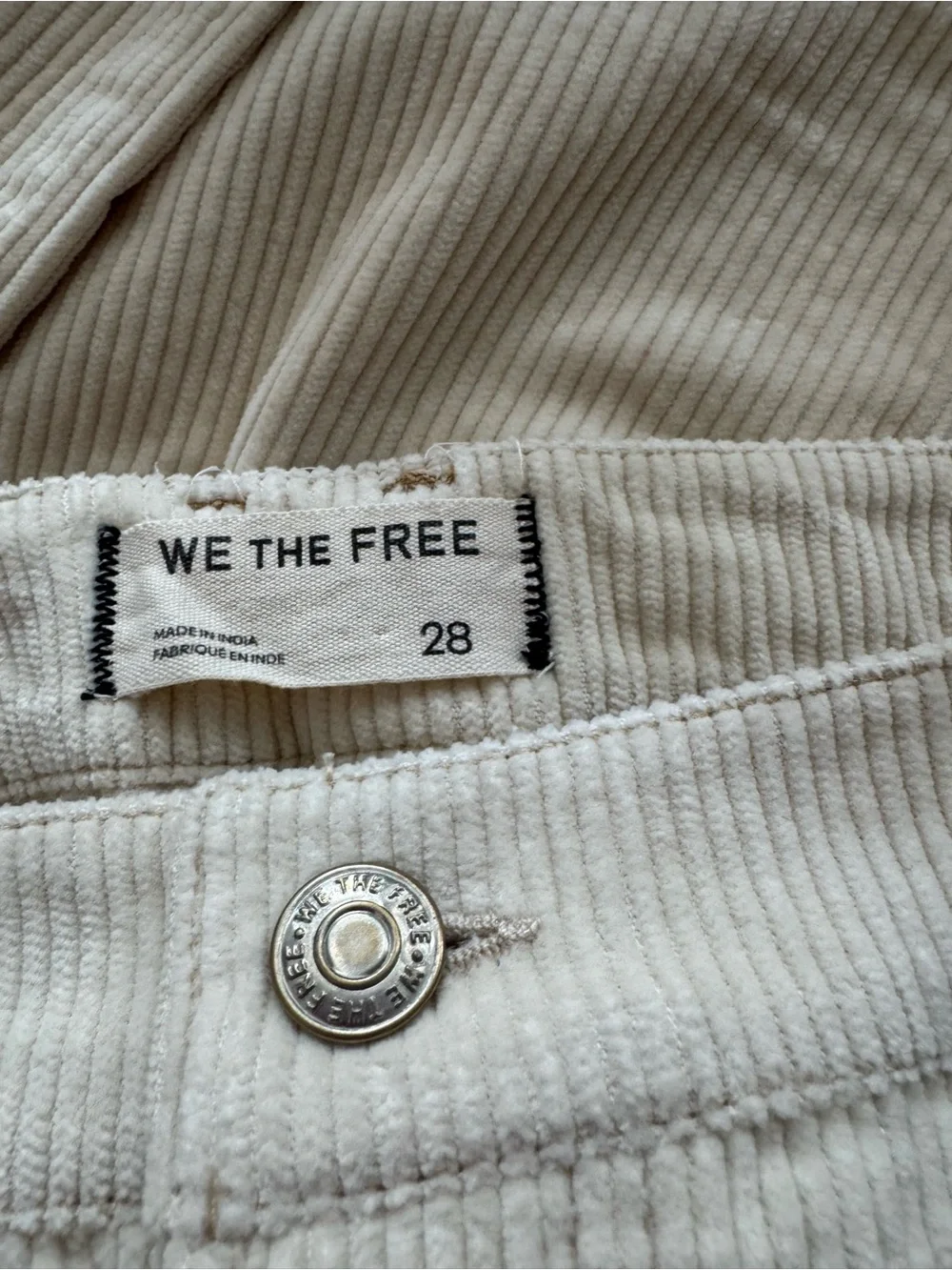NWT Women's Free People Corduroy Embroidered Cream WideLeg Women’s Jeans Size 28 - Picture 6 of 8